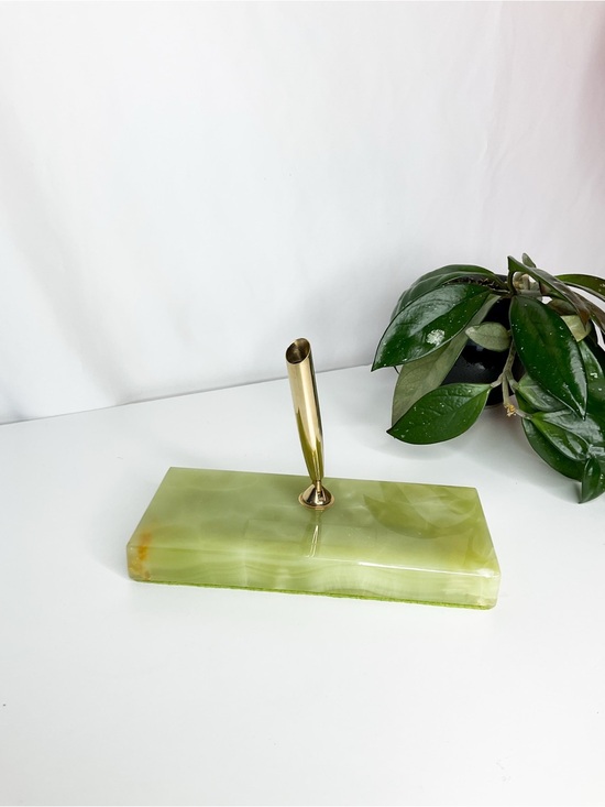 Vintage Other - MCM Sheaffer Vintage Green Onyx Pen Holder with Brass Stem